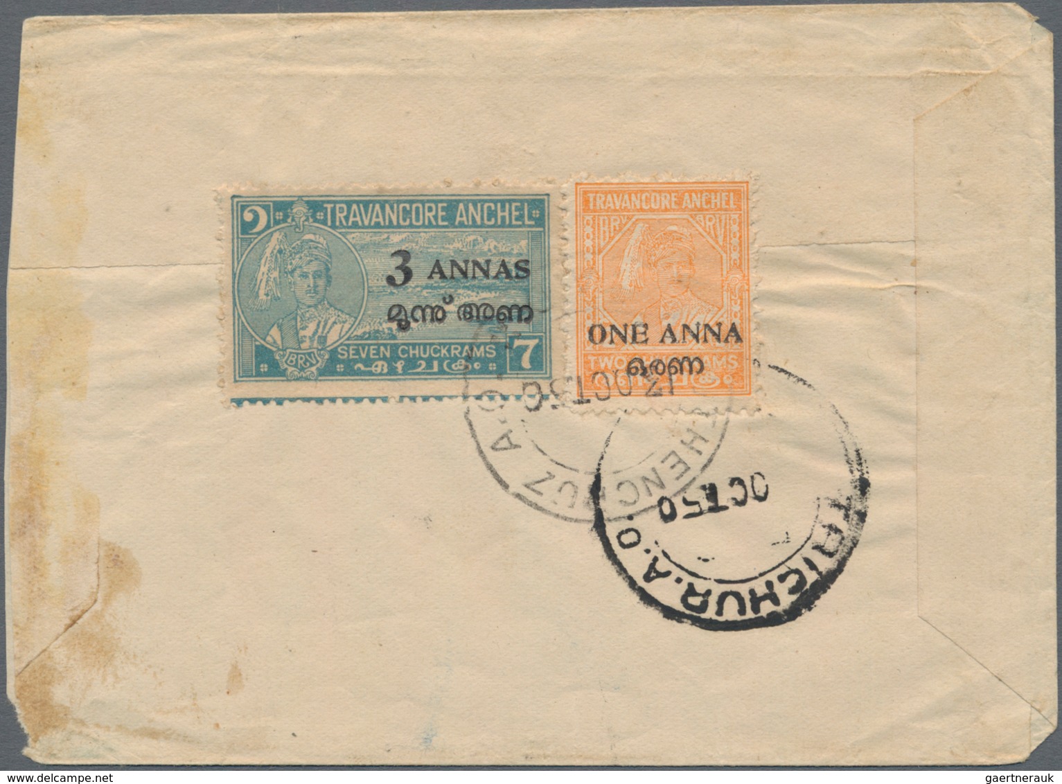 Indien - Feudalstaaten - Tranvancore-Cochin: TRAVANCORE-COCHIN 1949-50: Group Of 50 Covers And Cards - Autres & Non Classés