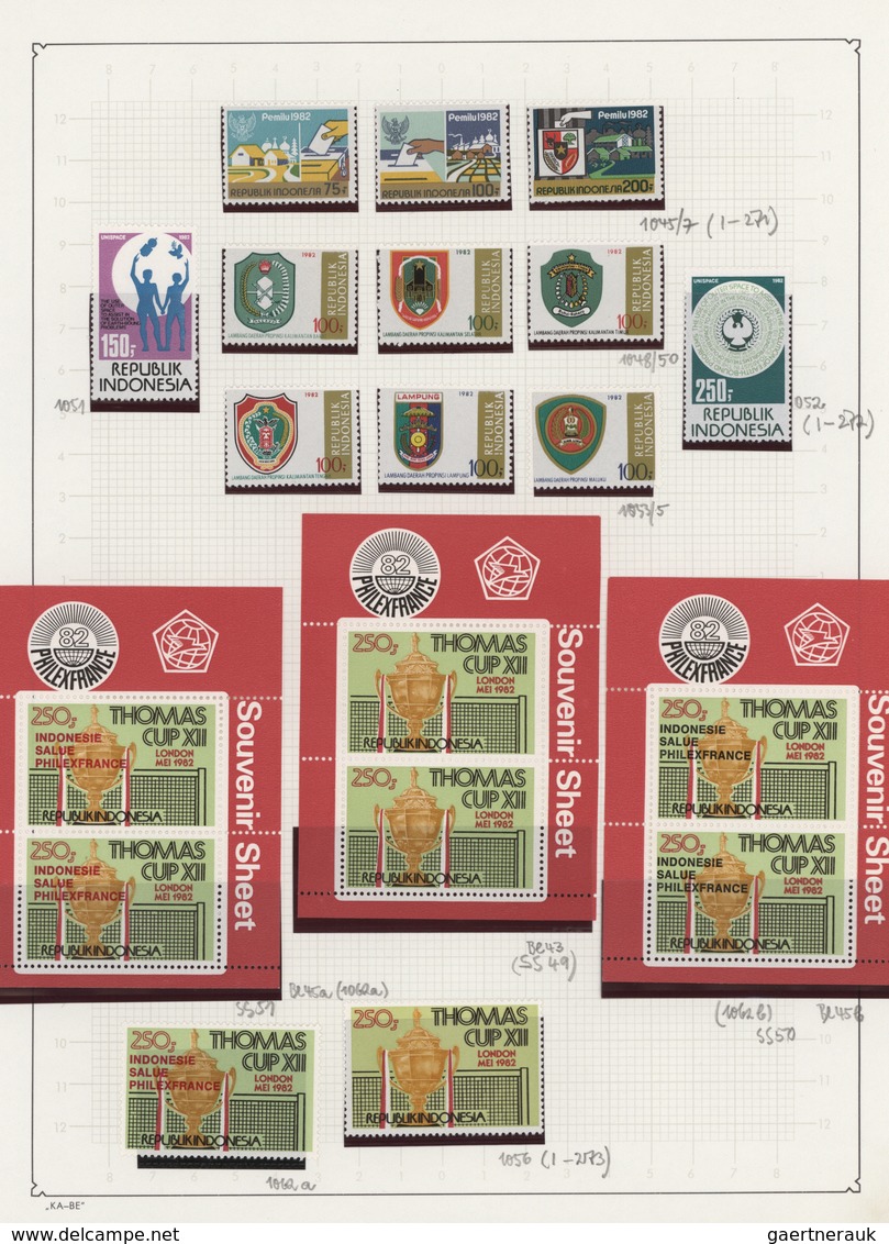 Indonesien: 1870-2008: Comprehensive collection of mint and used stamps plus miniature sheets, hundr