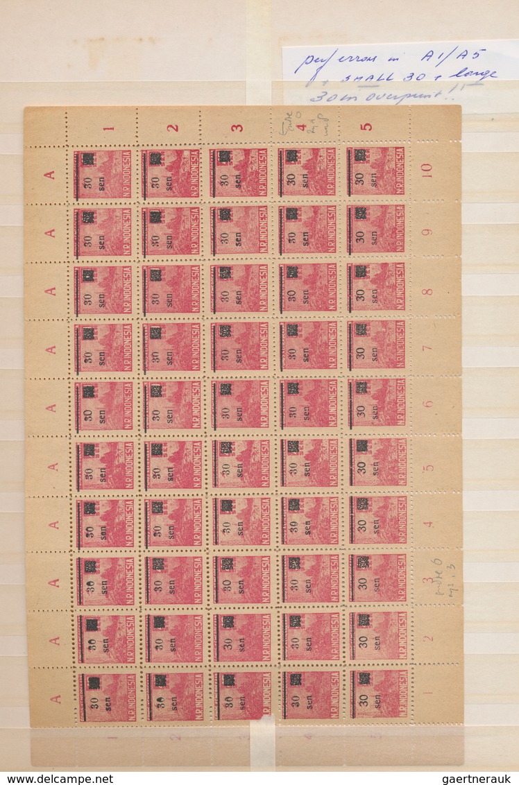 Indonesien - Lokalausgaben: 1945/49, Accumulation In Stockbook According Ovpt. Types. Inc. Blocks, S - Indonésie