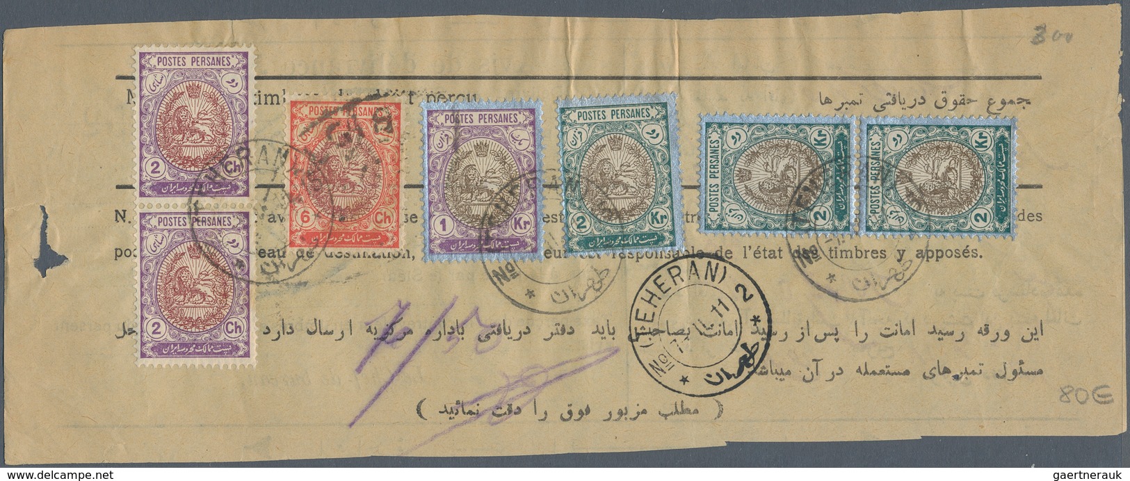 Iran: 1910/1911, Three Letters With Proof Of Delivery (avis De Délivrance) Franked With Different Co - Irán