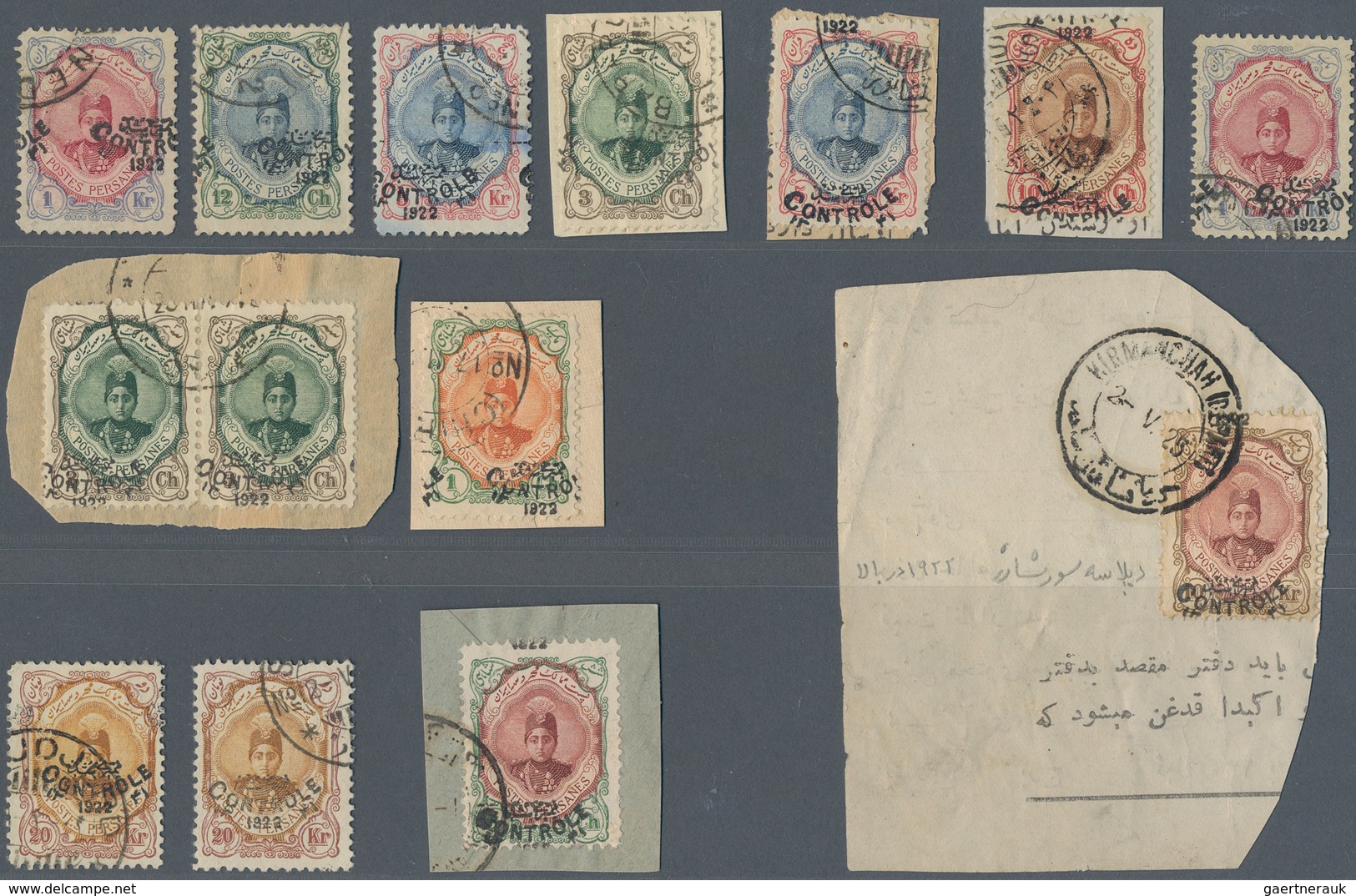 Iran: 1922, 14 Stamps With "CONTROLE" Overprint Varieties, Shifted And Double, Fine Group - Iran