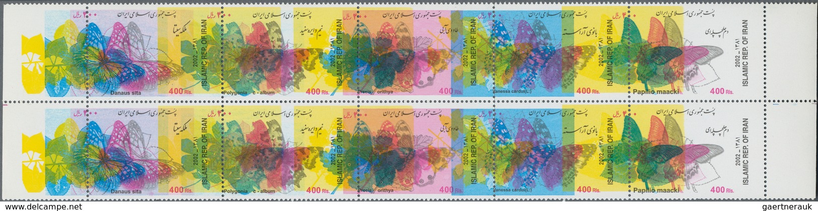 Iran: 2002/2004, Butterflies, MNH Assortment Of 40 Progressive Proofs (four Blocks Of Ten, Incl. Se- - Irán