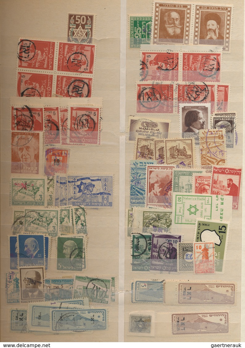 Israel: 1918/1987, Palestine/Interim Mail/Israel, Comprehensive Accumulation In Four Stockbooks With - Oblitérés (sans Tabs)