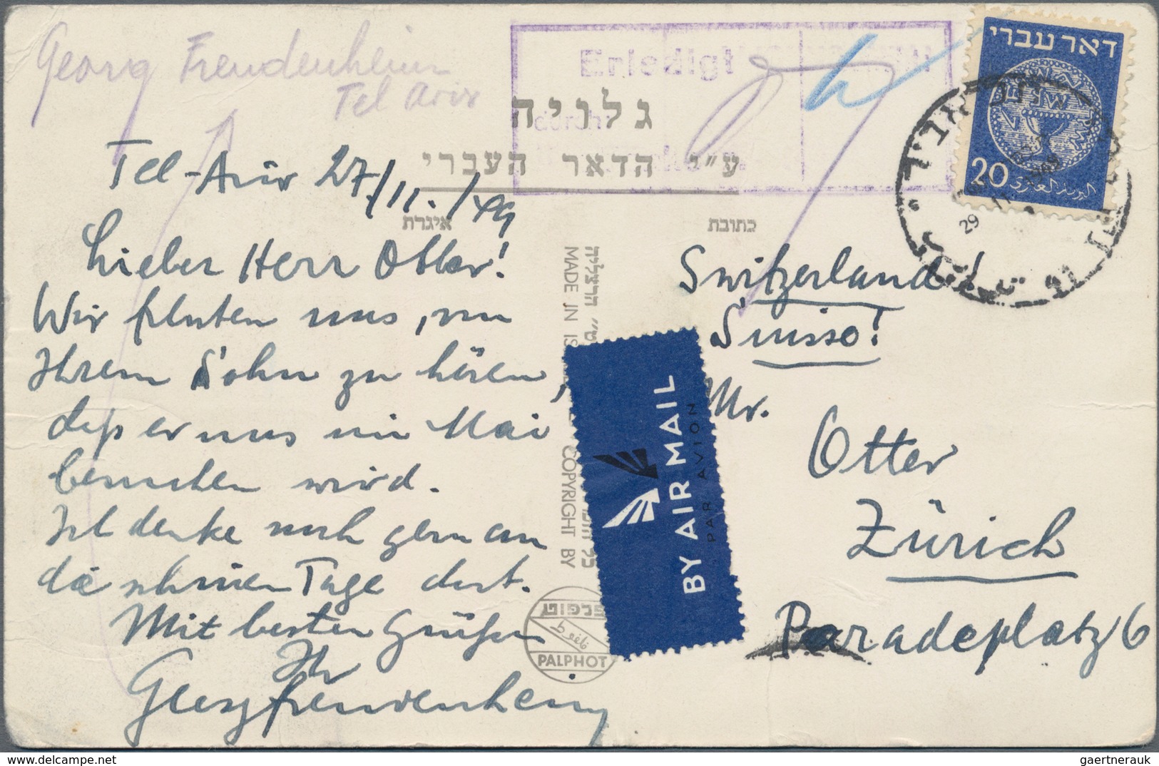 Israel: 1949/1959, Holding Of Apprx 210 Covers/cards/used Stationeries, Comprising Commercial And Ph - Usados (sin Tab)