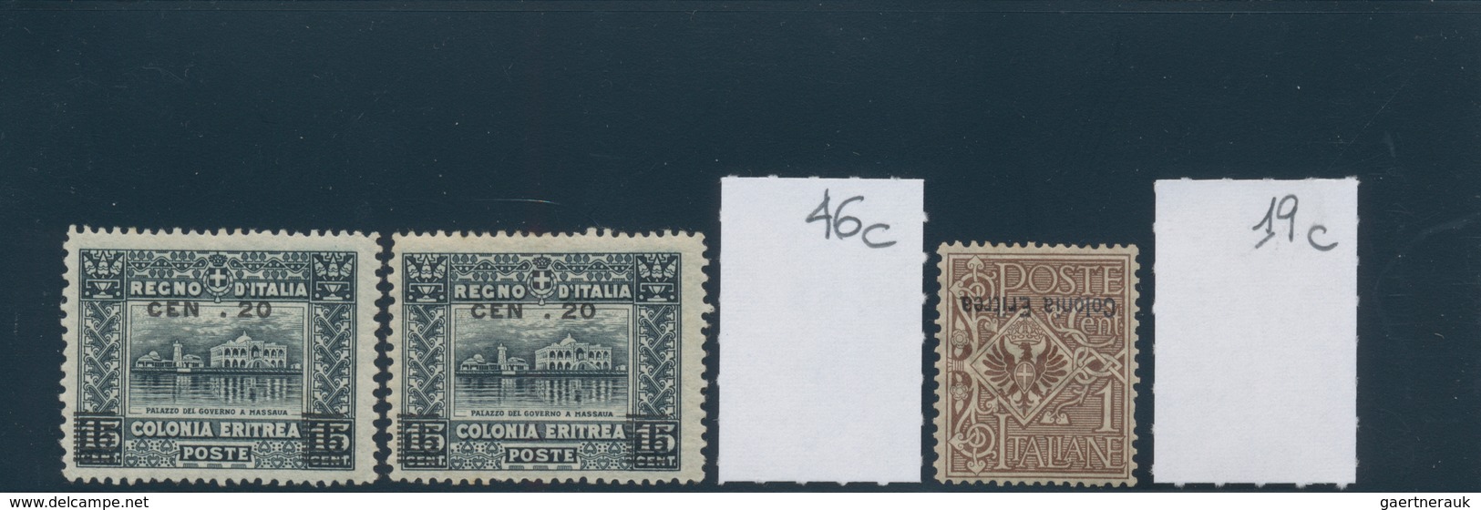 Italienisch-Eritrea: 1903/1922, Mainly Mint Lot Of 15 Stamps Showing Varieties Of Overprint Like Inv - Erythrée