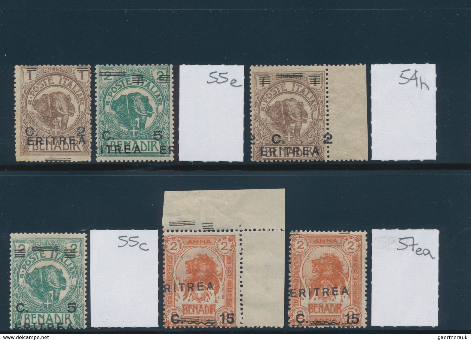 Italienisch-Eritrea: 1903/1922, Mainly Mint Lot Of 15 Stamps Showing Varieties Of Overprint Like Inv - Erythrée