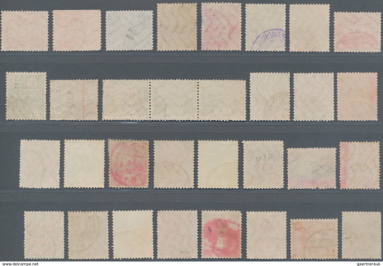 Japanische Post in China: 1876/1945, used on 10 larger stockcards inc. forerunners, ovpts. with 5y a