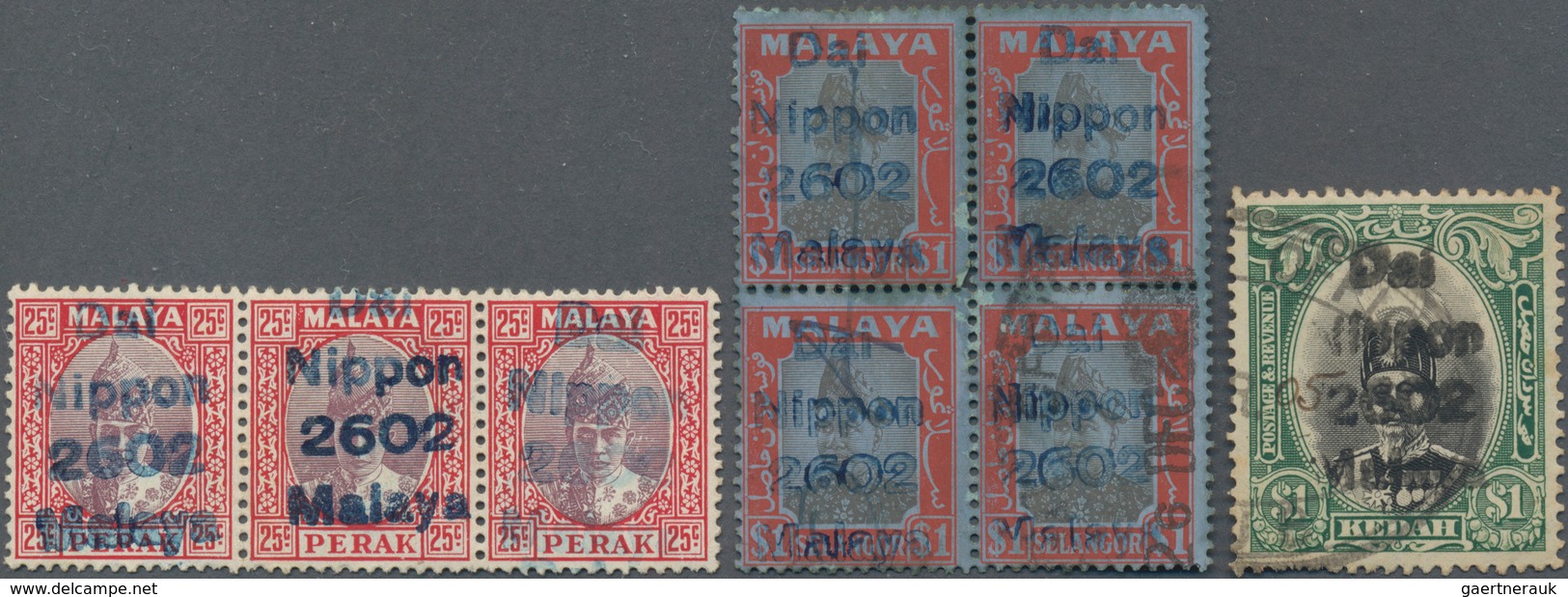 Japanische Besetzung  WK II - Malaya: 1942, General Issues, Fiscals, Ovpt. Blue "Dai Nippon 2602": P - Malaysia (1964-...)