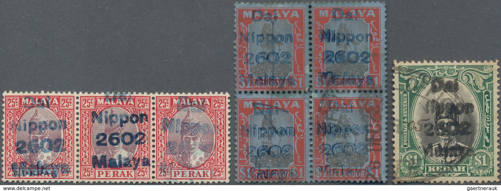 Japanische Besetzung  WK II - Malaya: 1942, General Issues, Fiscals, Ovpt. Blue "Dai Nippon 2602": P - Malasia (1964-...)