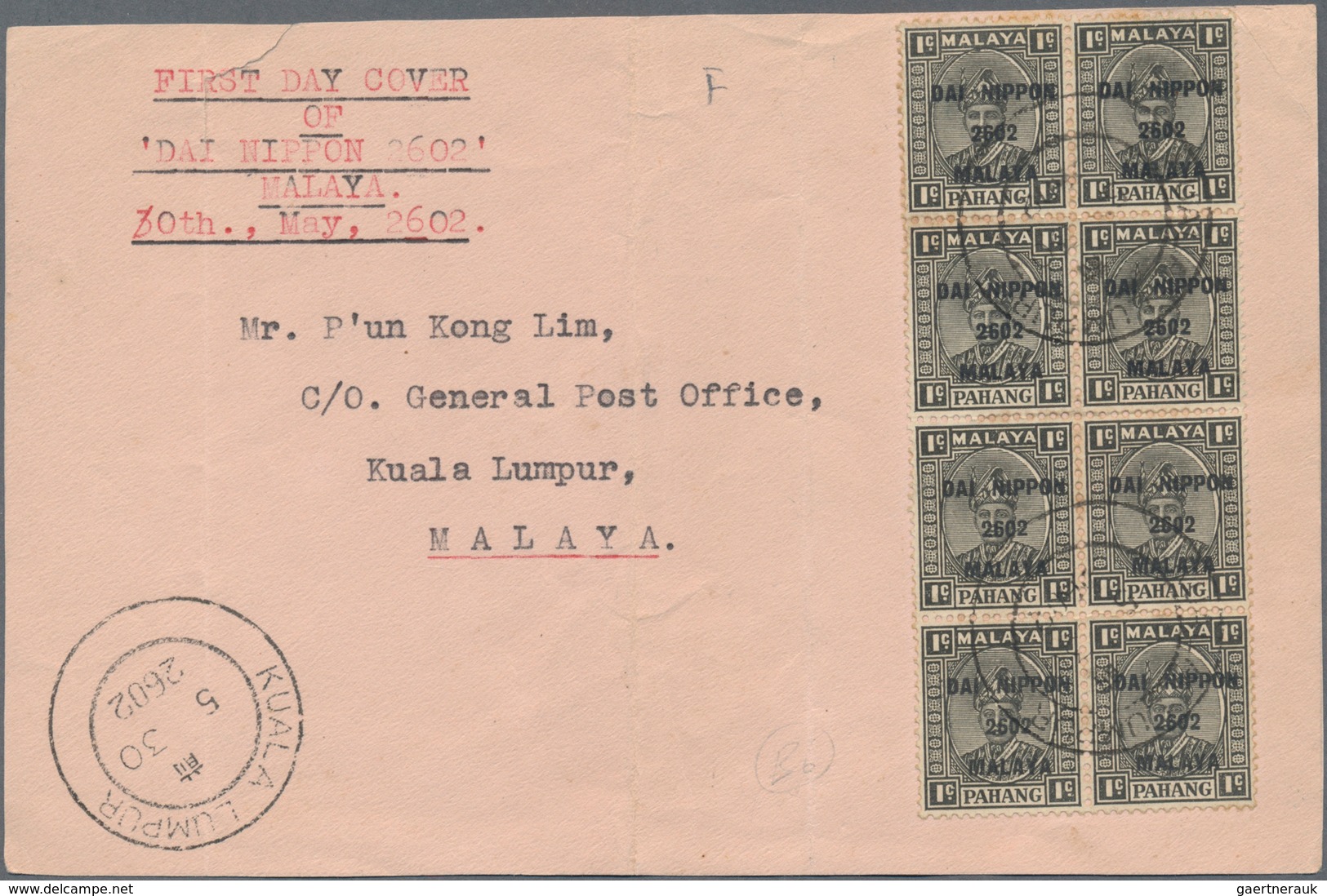 Japanische Besetzung  WK II - Malaya: General Issues, 1942/44, Covers With Ovpt. Issues (6 + 1 Front - Malaysia (1964-...)