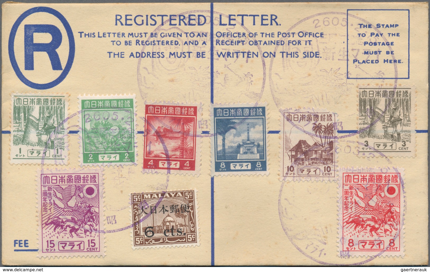 Japanische Besetzung  WK II - Malaya: General Issues, 1943/44 Covers With Regulars (5) Or Japan 1938 - Malaysia (1964-...)