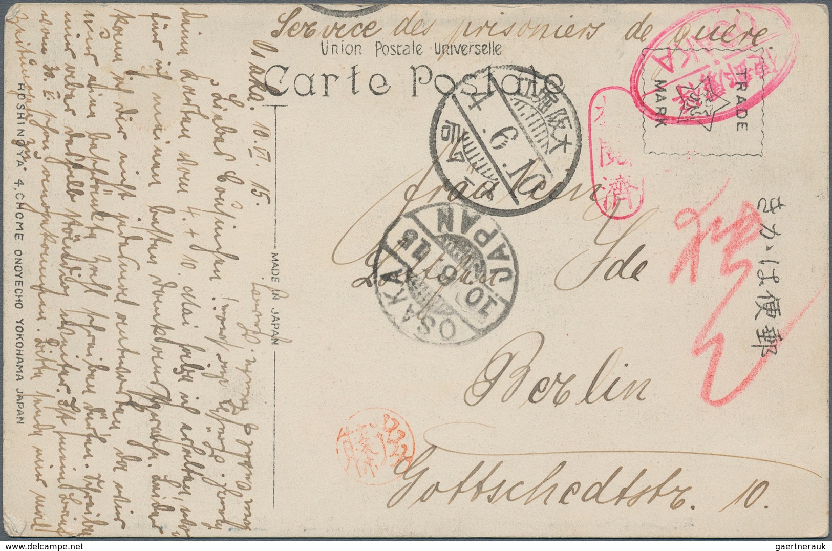 Lagerpost Tsingtau: Osaka, 1915/17, Covers (3) And Cards (3 + One Inbound) Mounted On Pages With Det - Deutsche Post In China