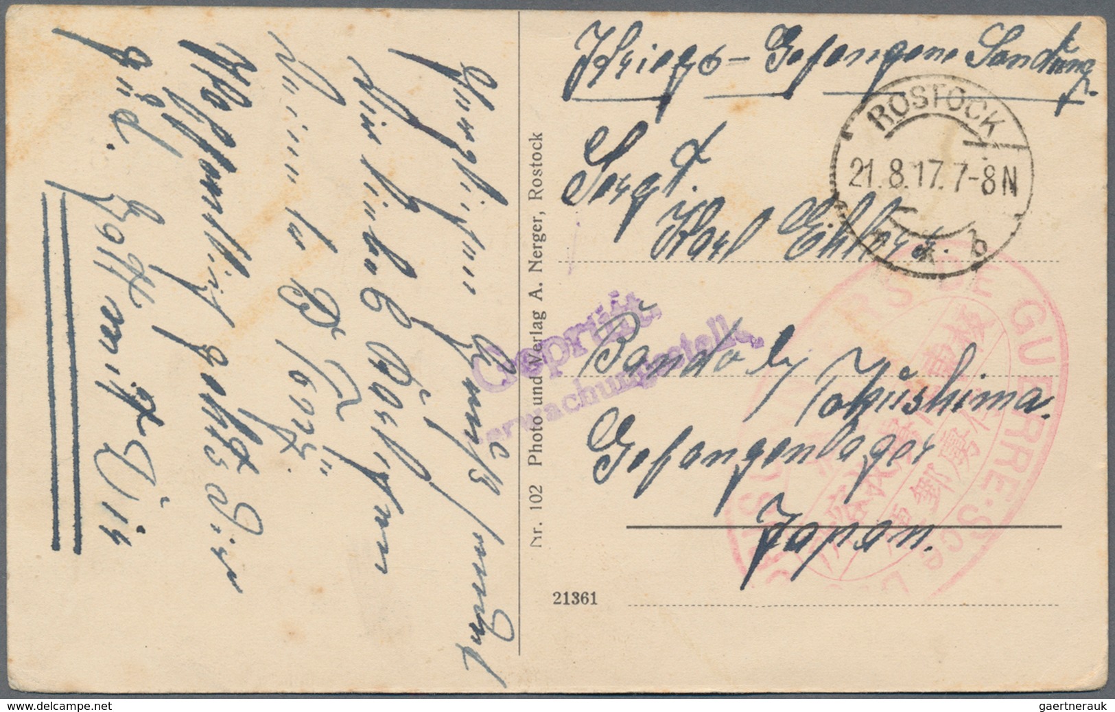 Lagerpost Tsingtau: Bando, 1917/20, camp stationery (7, cards x5 and envelopes x2) all used inc. to