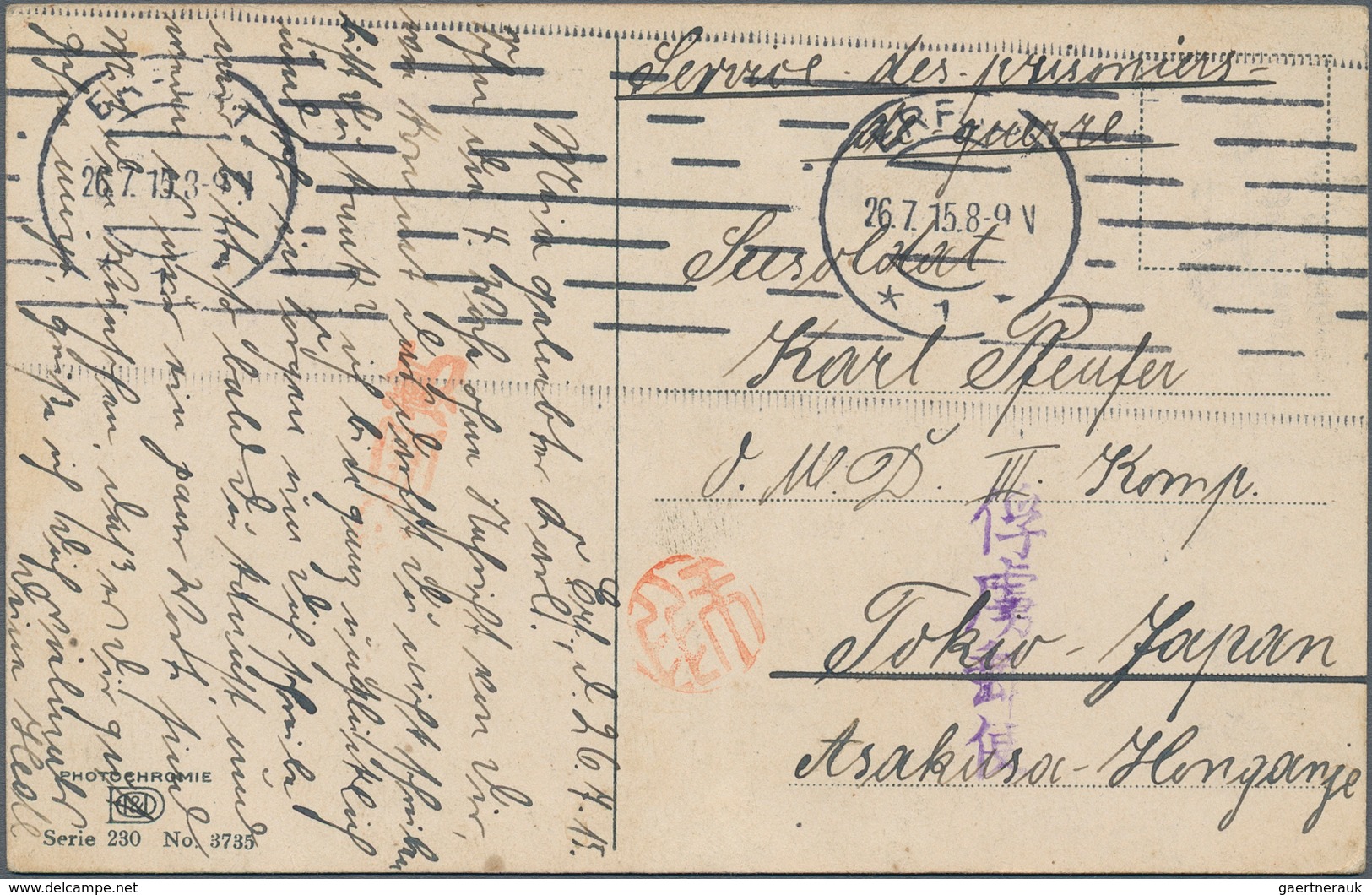 Lagerpost Tsingtau: Narashino, To Luxemburg: 1918/19, Two Camp Stationery Envelopes Each Type I Used - China (oficinas)
