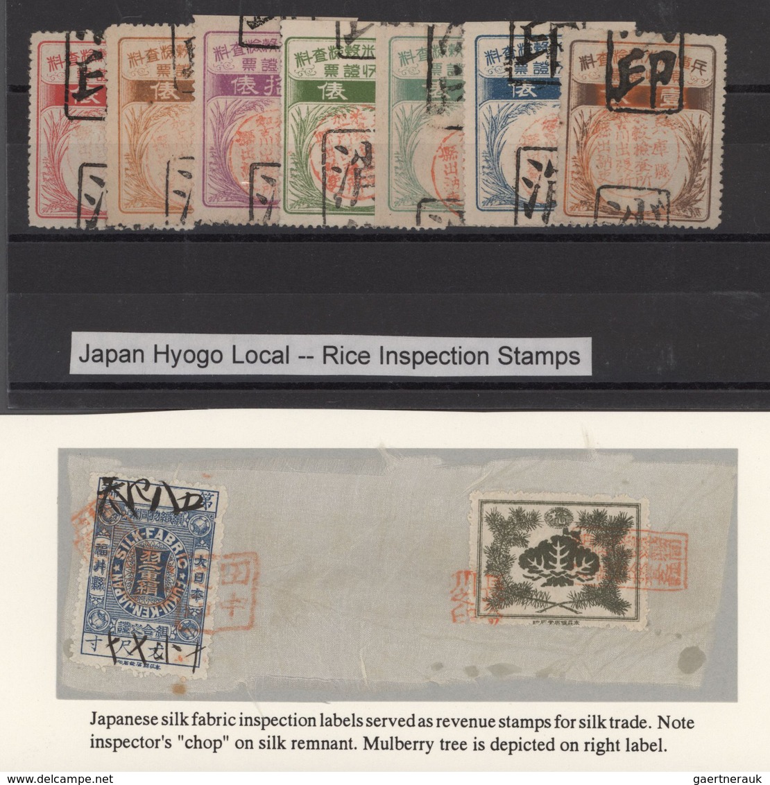 Japan - Besonderheiten: 1872/77 (ca.), Japanese Silk Fiscals: Small Size Wrappers In Red And Blue, M - Andere & Zonder Classificatie