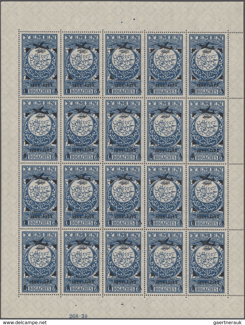 Jemen: 1954, 8b On 6b., Provisionals, Overprint "airplane And Year Dates" On The Definitive Of 1930, - Yemen