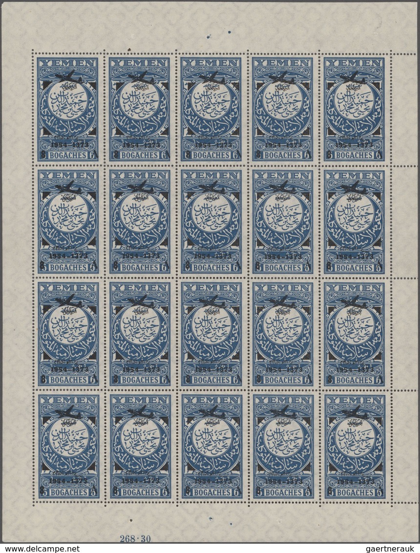 Jemen: 1954, 8b On 6b., Provisionals, Overprint "airplane And Year Dates" On The Definitive Of 1930, - Jemen