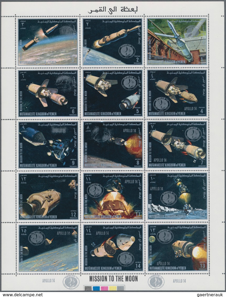 Jemen - Königreich: 1970, APOLLO Programme 'Exploration Of The Moon' Sheetlet With 15 Different Stam - Yemen