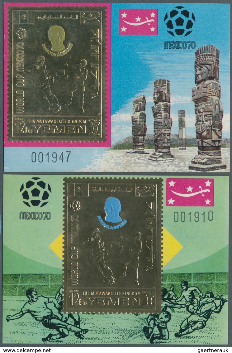 Jemen - Königreich: 1970, Football World Championship Mexico Imperf. Miniature Sheets 12b. Football - Yemen