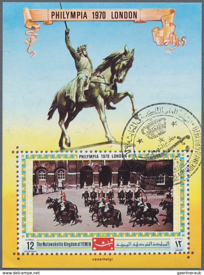 Jemen - Königreich: 1970, Stamp Exhibition PHILYMPIA '70 In London Imperf. Miniature Sheet 12b. 'Roy - Yemen