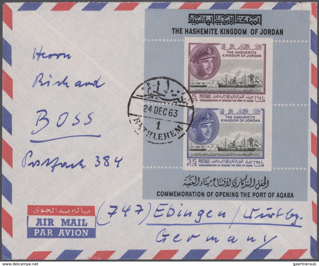 Jordanien: 1954/1989, Holding Of Apprx. 200 Covers/cards, Mainly Correspondence To Germany, Showing - Jordanien