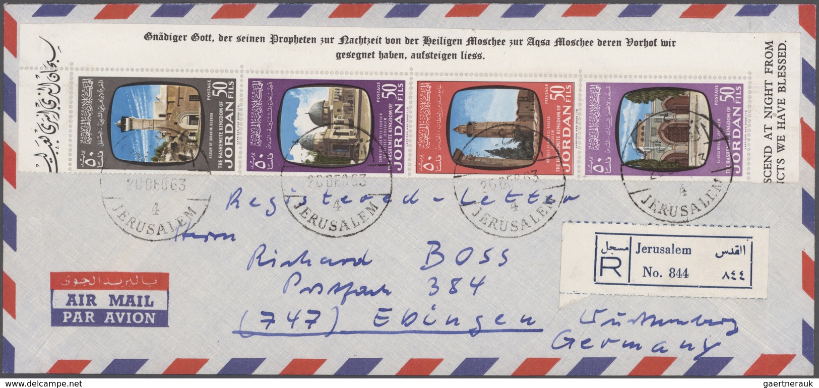 Jordanien: 1954/1989, Holding Of Apprx. 200 Covers/cards, Mainly Correspondence To Germany, Showing - Jordanië
