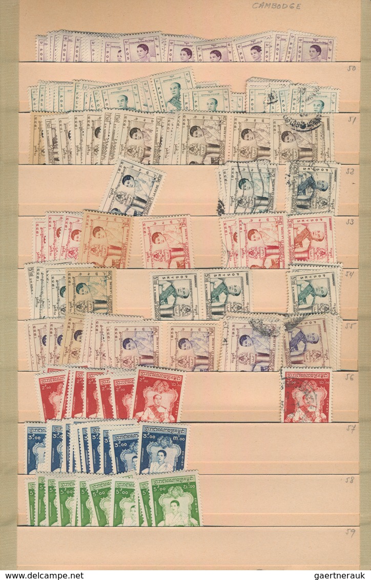 Kambodscha: 1951/1970, Comprehensive Mint And Used Stock In A Thick Album With Plenty Of Material An - Cambodge