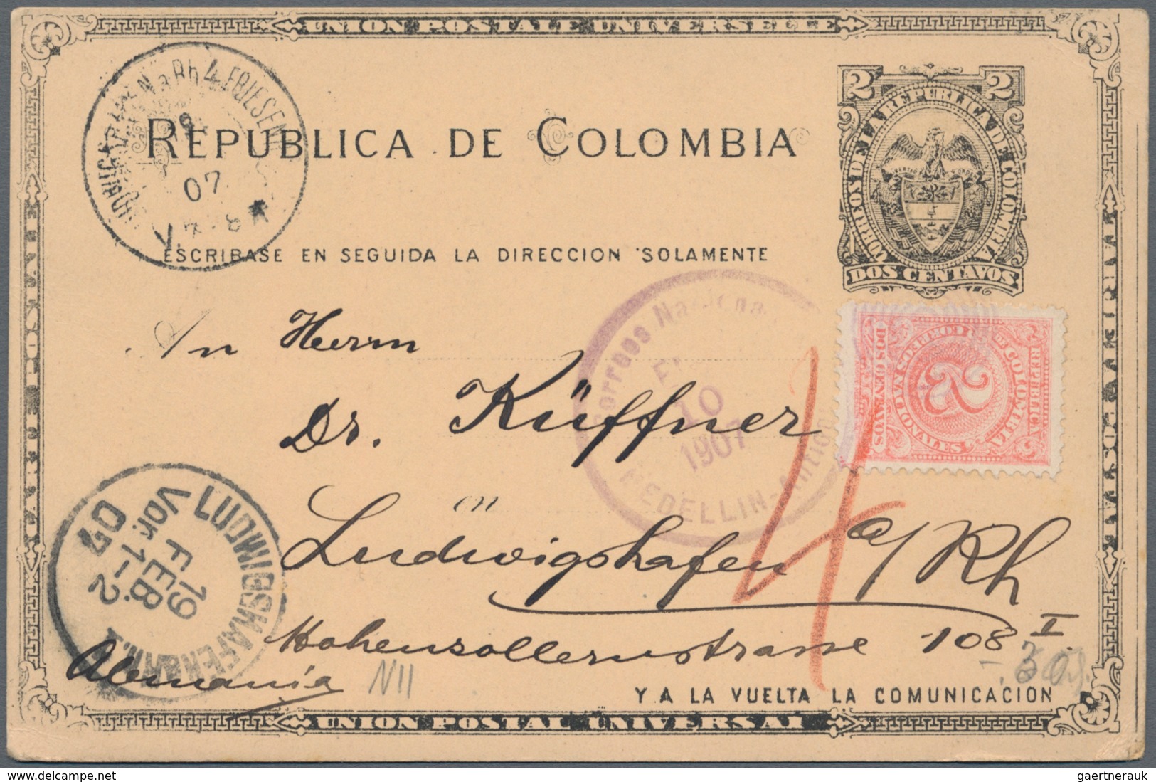 Kolumbien: 1881/1974, Accumulation Of Ca. 220 Covers, Postcards And Unused And Used Postal Stationer - Colombie