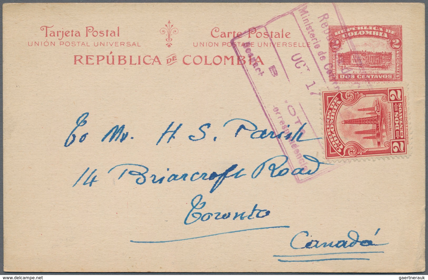 Kolumbien: 1881/1974, Accumulation Of Ca. 220 Covers, Postcards And Unused And Used Postal Stationer - Colombie