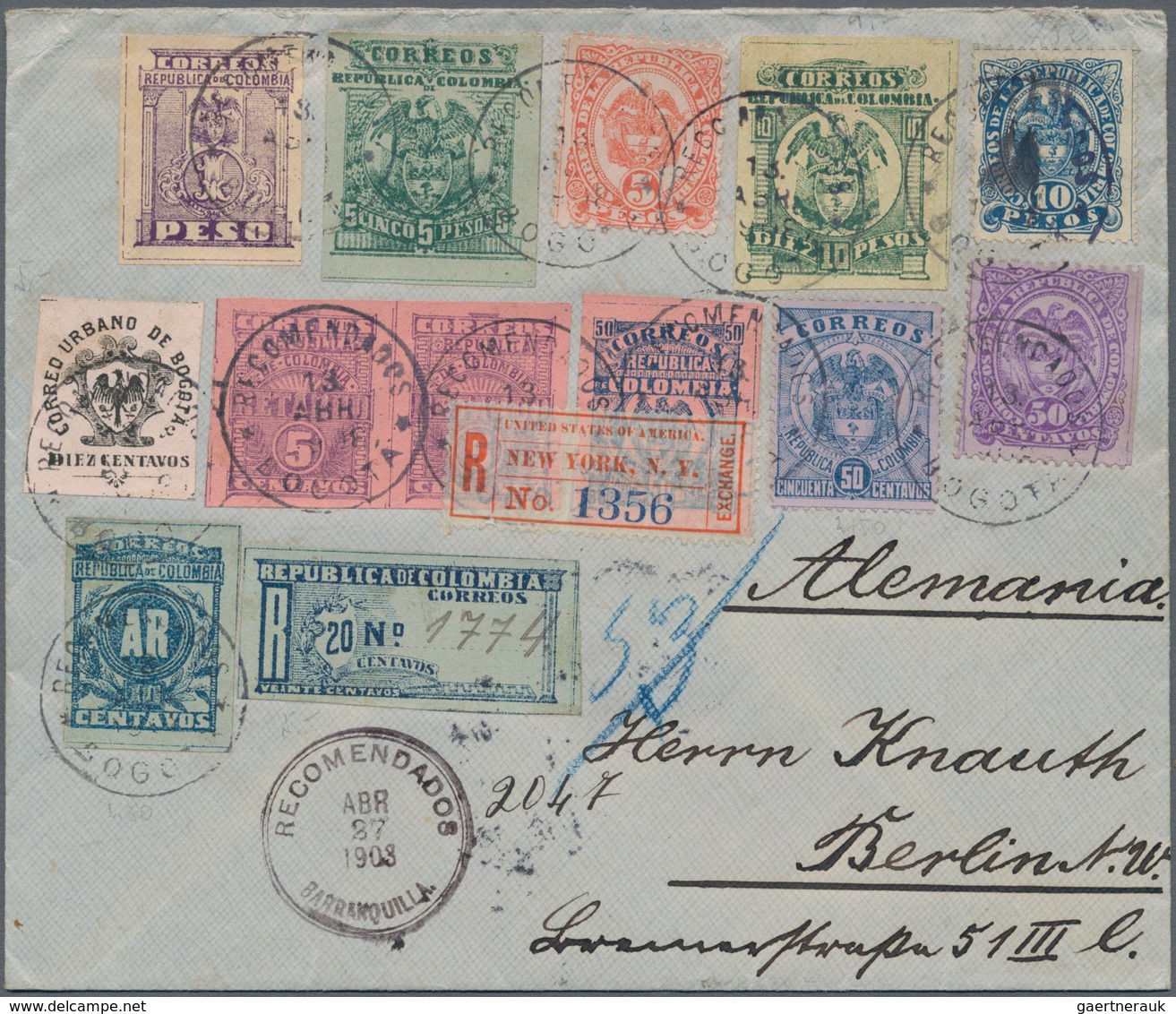 Kolumbien: 1899/1904, Approx. 80 Letters, Postcards And Used Postal Stationeries From A Corresponden - Colombie