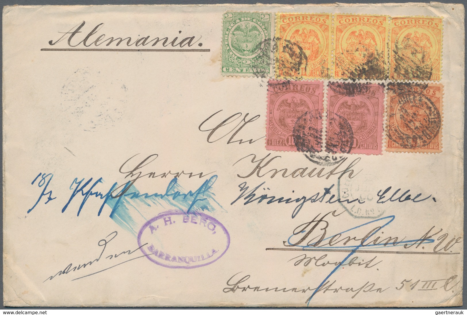 Kolumbien: 1899/1904, Approx. 80 Letters, Postcards And Used Postal Stationeries From A Corresponden - Colombie