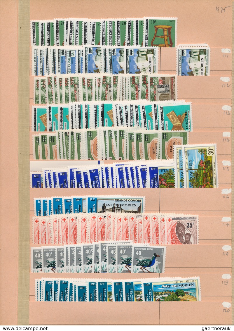 Komoren: 1897/1989, Mainly From 1950 And Almost Exclusively MNH, Comprehensive Stock In A Thick Albu - Andere & Zonder Classificatie