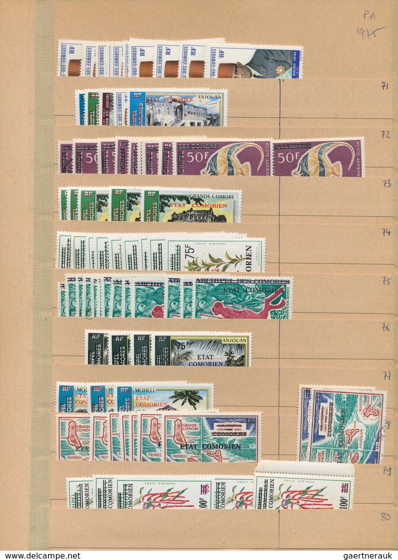 Komoren: 1897/1989, Mainly From 1950 And Almost Exclusively MNH, Comprehensive Stock In A Thick Albu - Autres & Non Classés