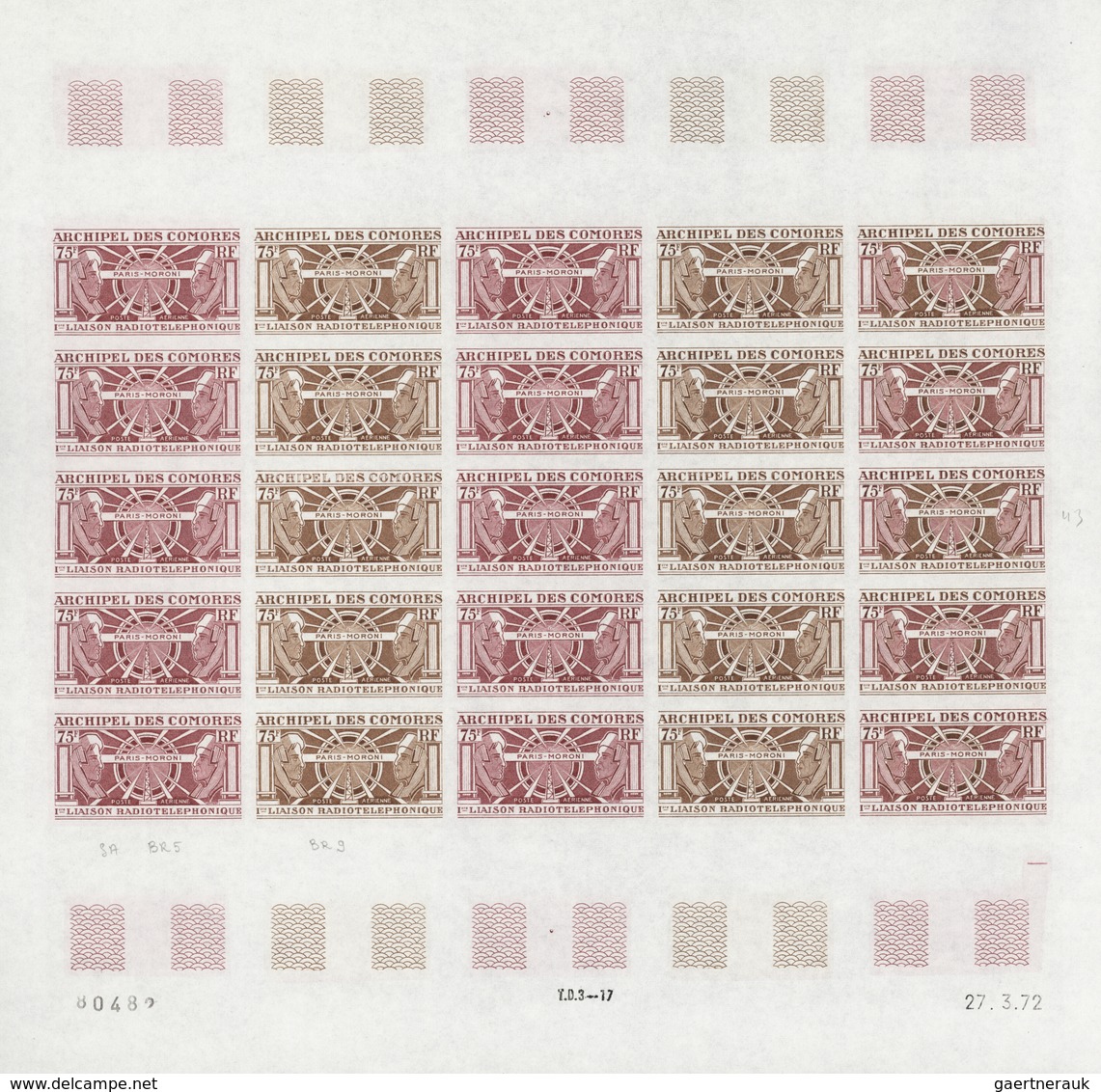 Komoren: 1970/1975, IMPERFORATE COLOUR PROOFS, MNH Collection Of 31 Complete Sheets (=690 Proofs), O - Otros & Sin Clasificación