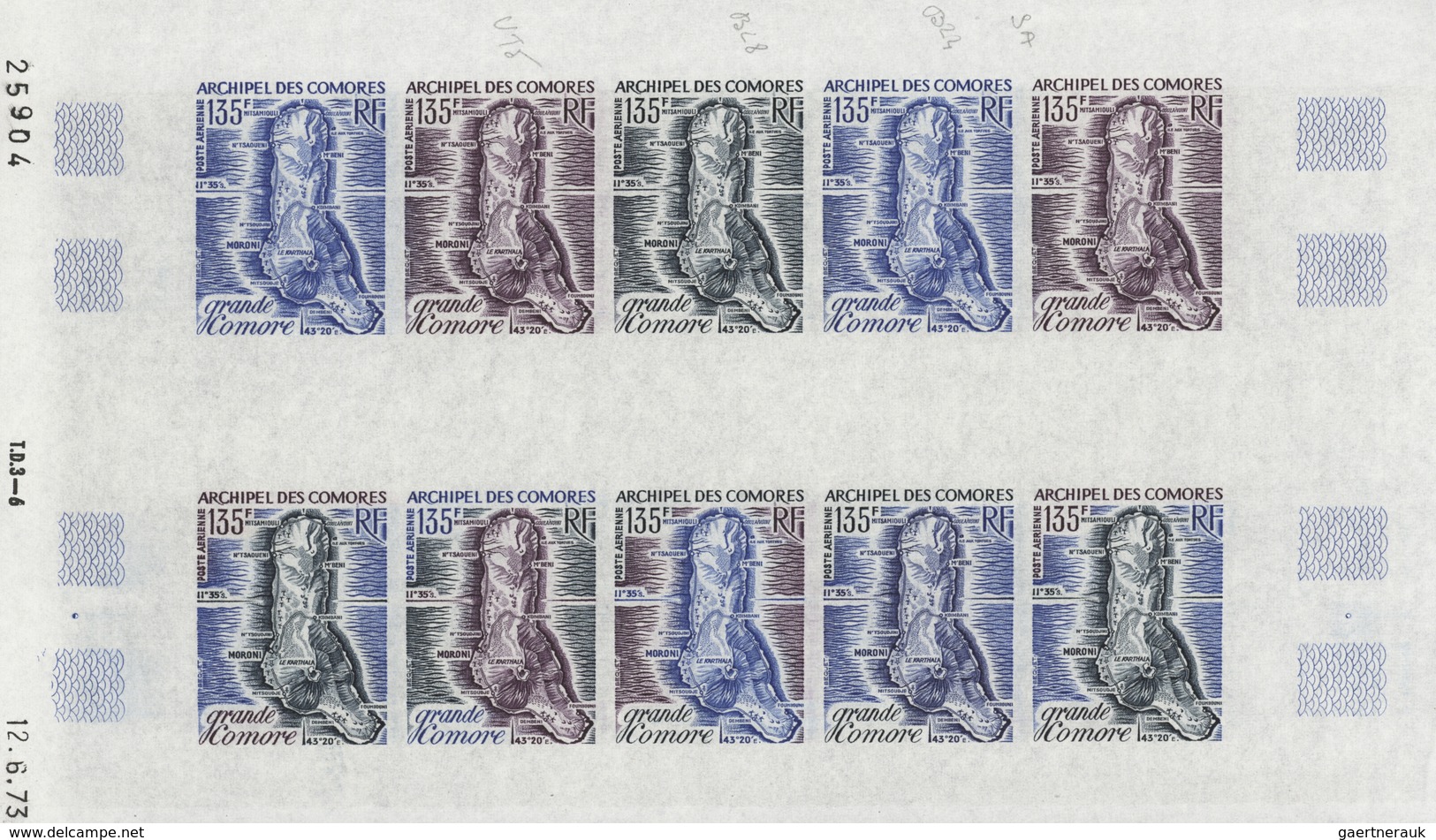 Komoren: 1970/1975, IMPERFORATE COLOUR PROOFS, MNH collection of 31 complete sheets (=690 proofs), o