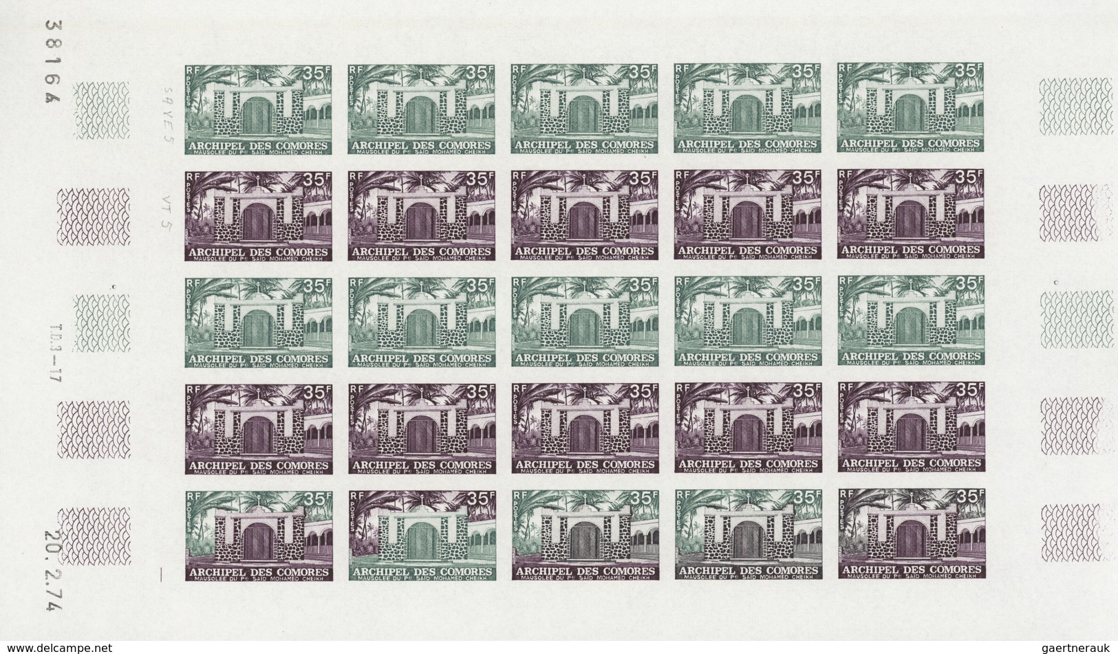 Komoren: 1970/1975, IMPERFORATE COLOUR PROOFS, MNH collection of 31 complete sheets (=690 proofs), o