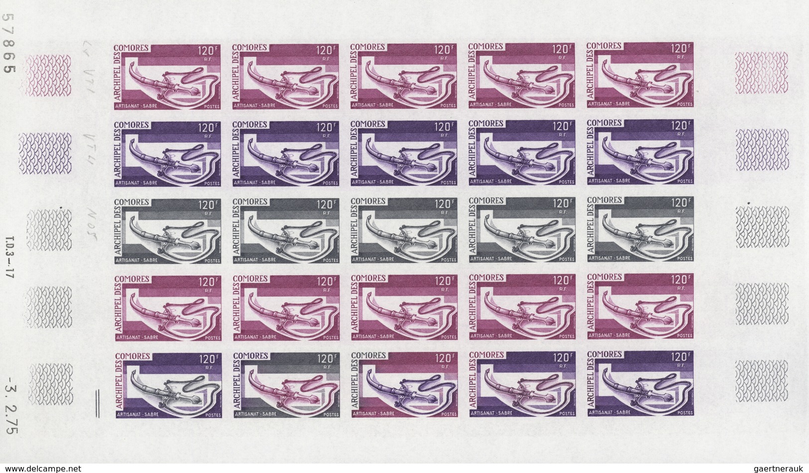 Komoren: 1970/1975, IMPERFORATE COLOUR PROOFS, MNH collection of 31 complete sheets (=690 proofs), o