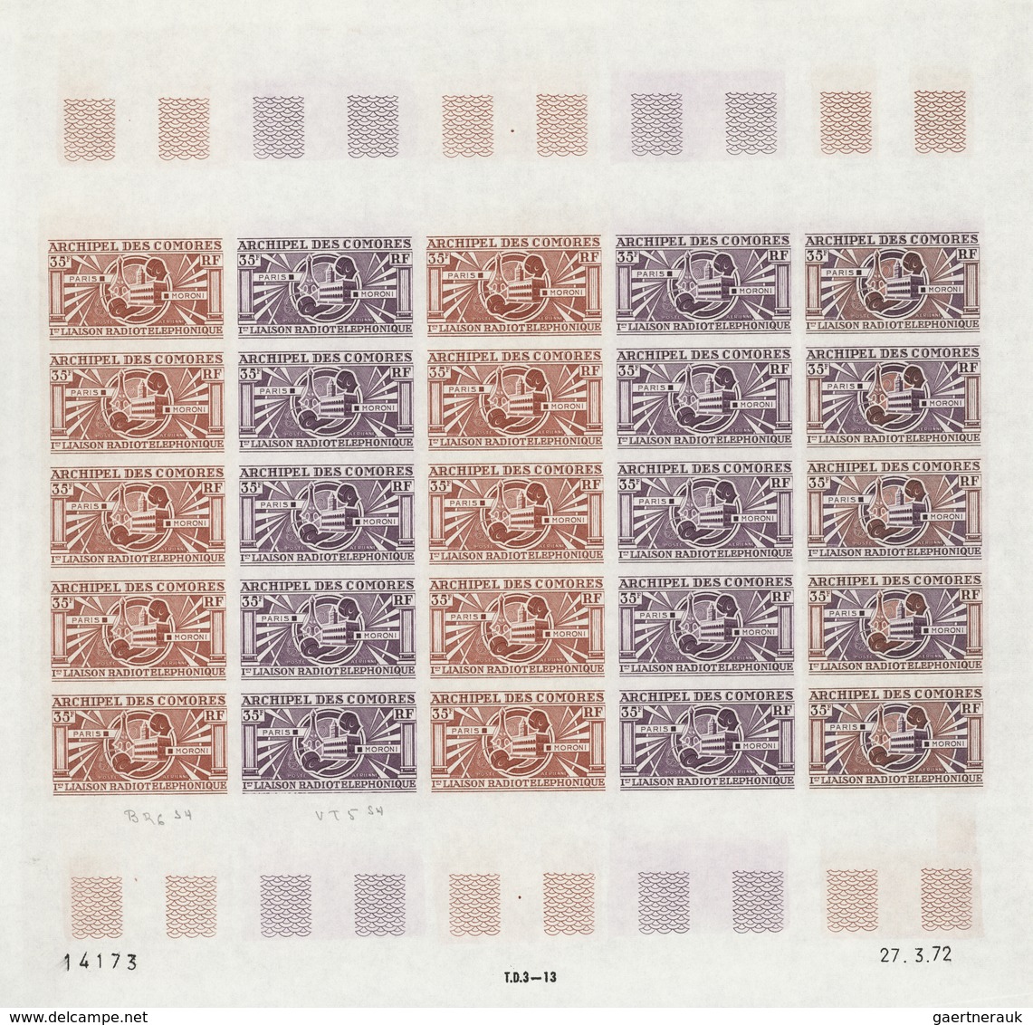 Komoren: 1970/1975, IMPERFORATE COLOUR PROOFS, MNH collection of 31 complete sheets (=690 proofs), o