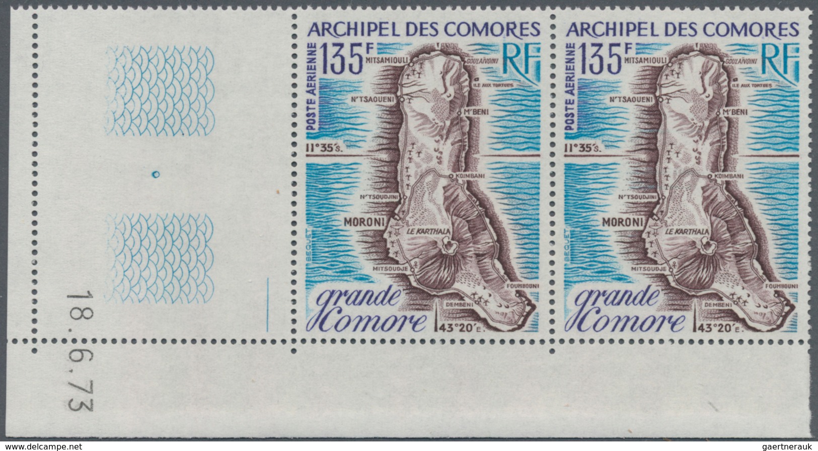 Komoren: 1973, Maps Of Comores 135fr. 'Grande Comore' In An INVESTMENT LOT With Approx. 6.400 Stamps - Andere & Zonder Classificatie