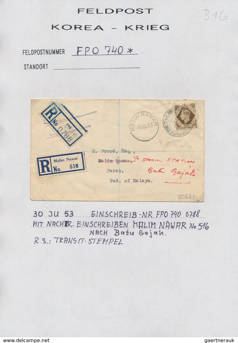 Korea-Süd: Korean War, 1951/57, British FPO In Korea, 29 Covers Inc. 11 Stampless, Has All The Activ - Korea (Süd-)