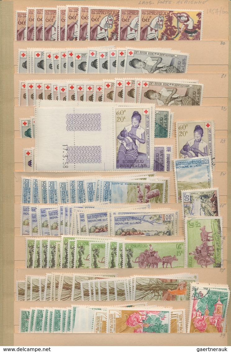 Laos: 1951/1992, Plus A Few 2004, Comprehensive Almost Exclusively MNH Holding In Two Thick Albums, - Laos