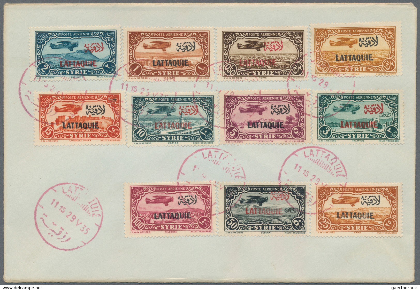 Latakia: 1924-35, Alaouites & Lattaquie 10 covers with complete set frankings (unaddressed), fine gr