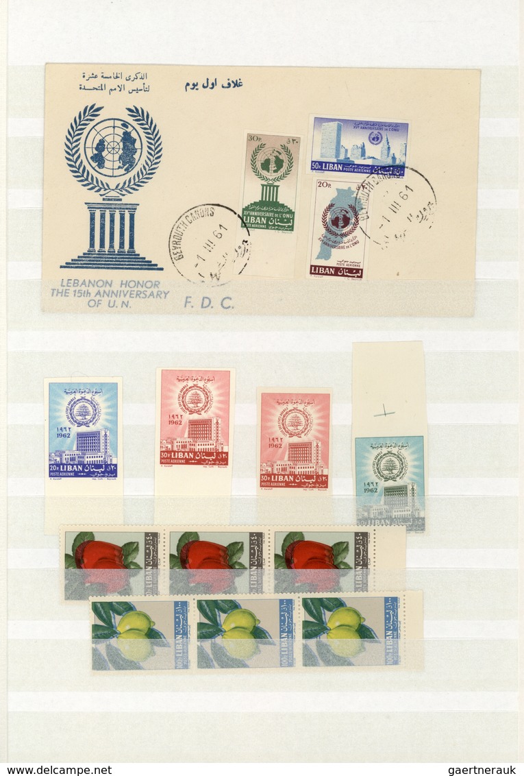Libanon: 1943/1962, SPECIALITIES, Mint Collection Of Apprx. 120 Stamps, Mainly Imperforate Values, P - Líbano
