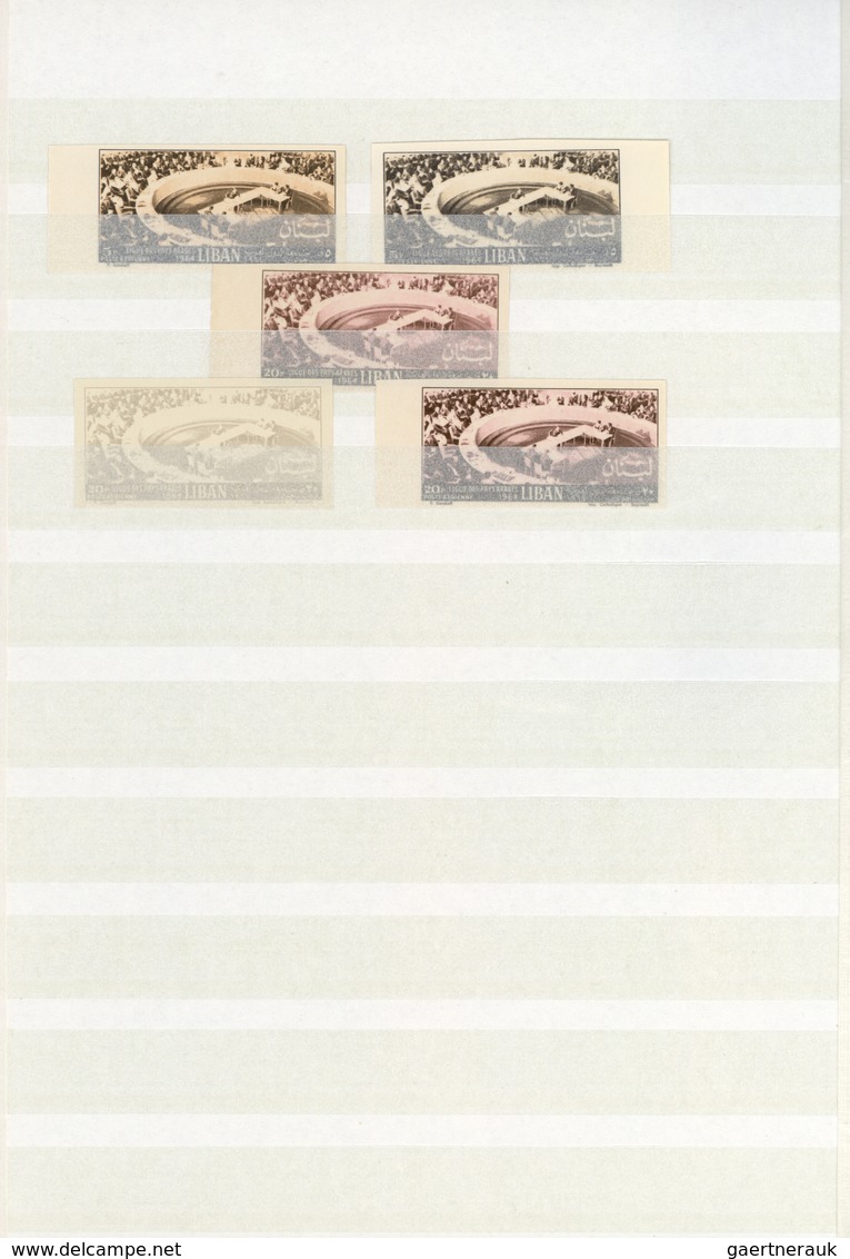 Libanon: 1943/1962, SPECIALITIES, Mint Collection Of Apprx. 120 Stamps, Mainly Imperforate Values, P - Liban
