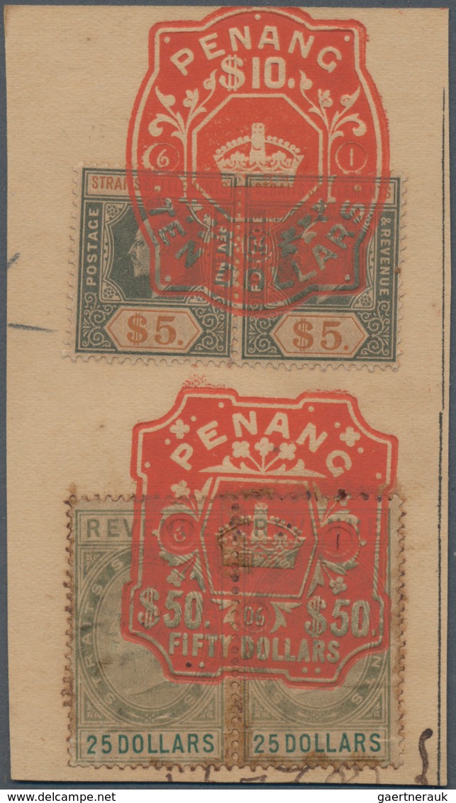 Malaiische Staaten - Straits Settlements: 1870's-1890's: Hundreds Of Revenue And Judical Stamps, Up - Straits Settlements