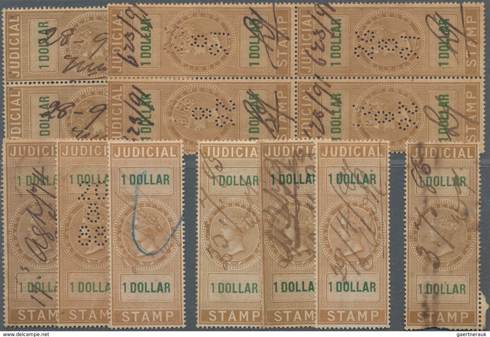 Malaiische Staaten - Straits Settlements: 1870's-1890's: Hundreds Of Revenue And Judical Stamps, Up - Straits Settlements