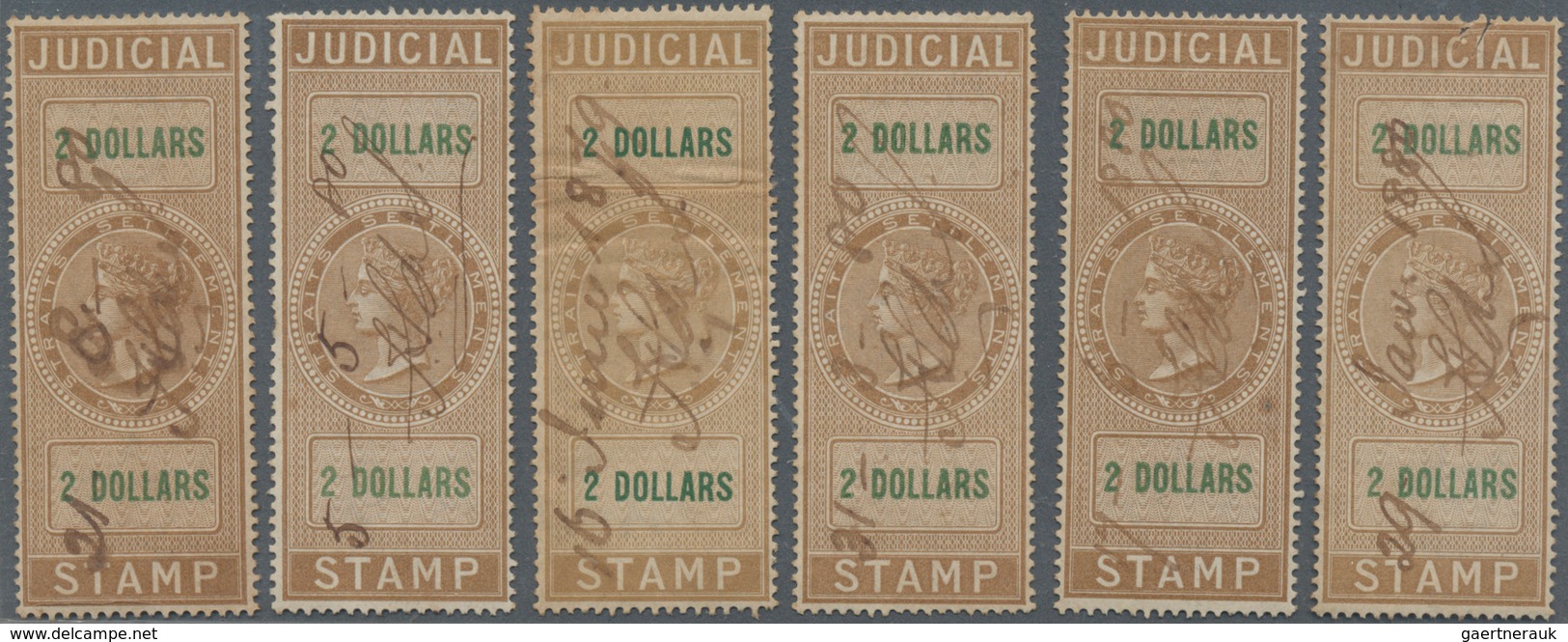 Malaiische Staaten - Straits Settlements: 1870's-1890's: Hundreds of Revenue and Judical stamps, up