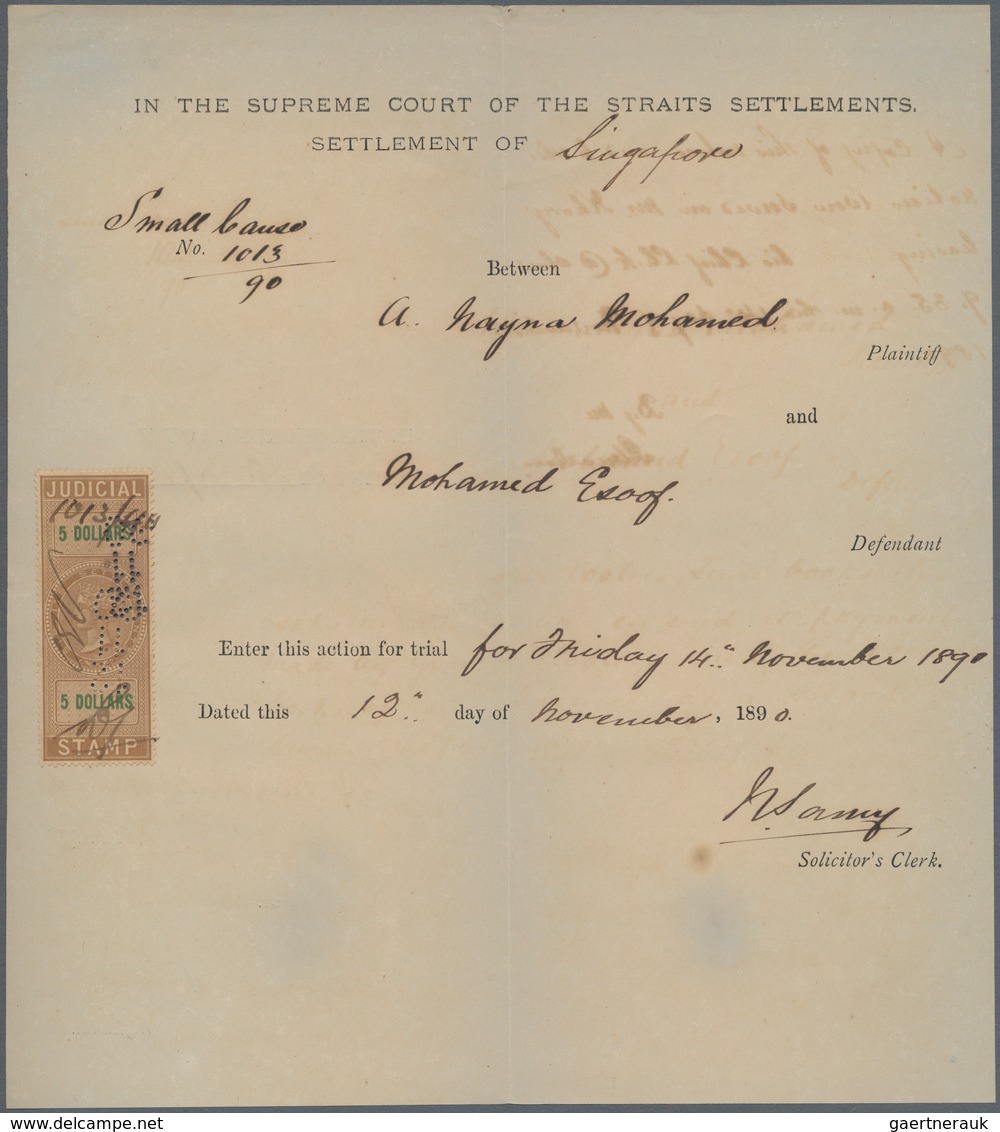 Malaiische Staaten - Straits Settlements: 1870's-1930's Ca.: More Than 100 Fiscal Documents, One Par - Straits Settlements