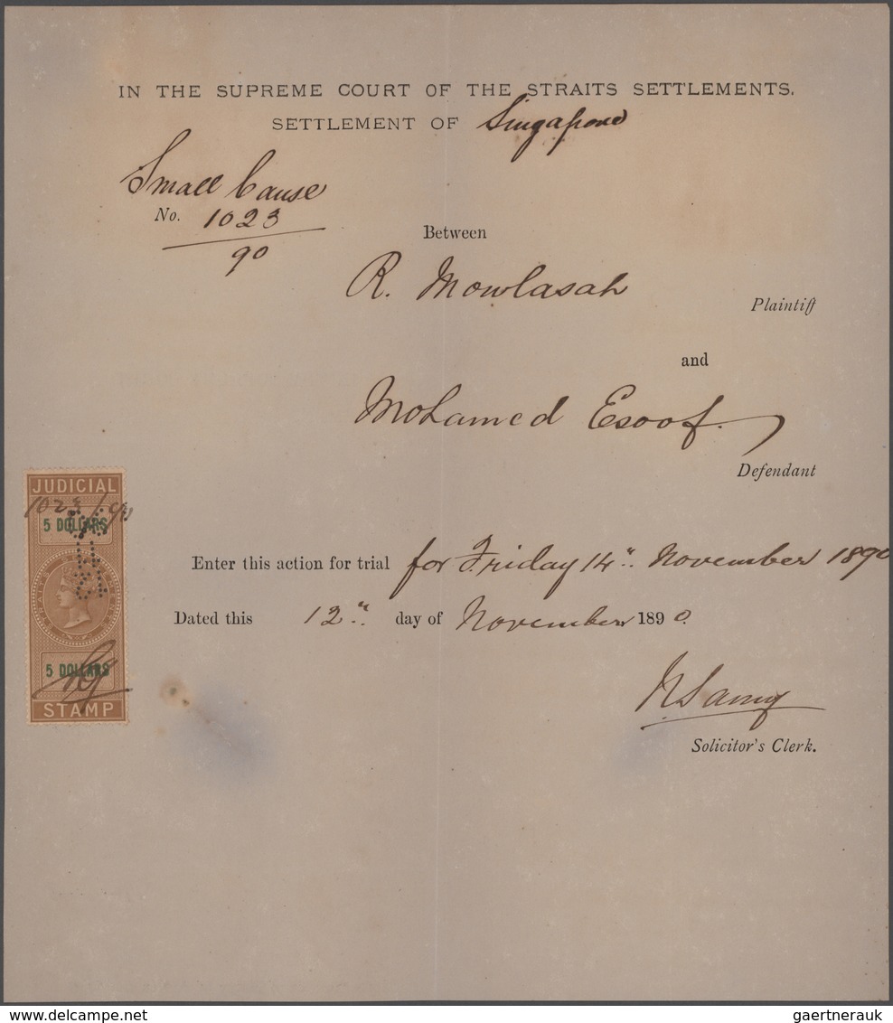 Malaiische Staaten - Straits Settlements: 1870's-1930's Ca: More Than 1000 Fiscal Documents, Most Of - Straits Settlements