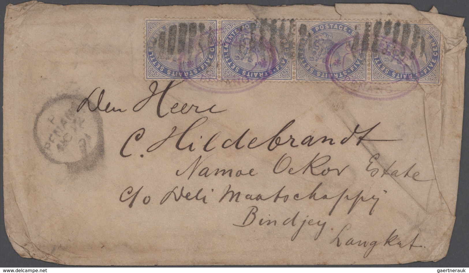 Malaiische Staaten - Straits Settlements: 1891-95: 20 Covers Plus Resp. Contents Sent From Penang To - Straits Settlements